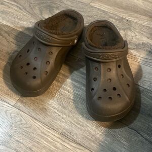Brown CROCS with fur
